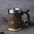 Enchanted Grove Draught: Nordic-inspired beer mug with Tree of Life Drakkar tankard in a large size.